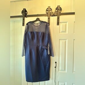 Elegant Kay Unger Midnight Blue Long Sleeve Dress